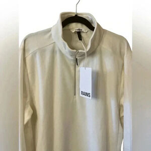 Rains Fleece Half-Zip Long Sleeve Pullover Sweatshirt Fossil Size Large Unisex